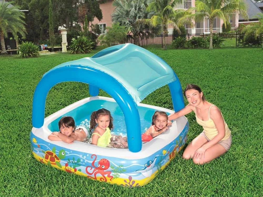 Bestway pripučiamas baseinas su stogeliu, 140x140x114 cm