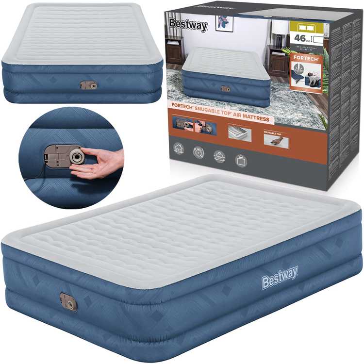 "Bestway® Fortech™" Pripučiamas dvivietis čiužinys "Snugable Top™" įmontuotas kintamosios srovės siurblys, 203 x 152 x 46 cm