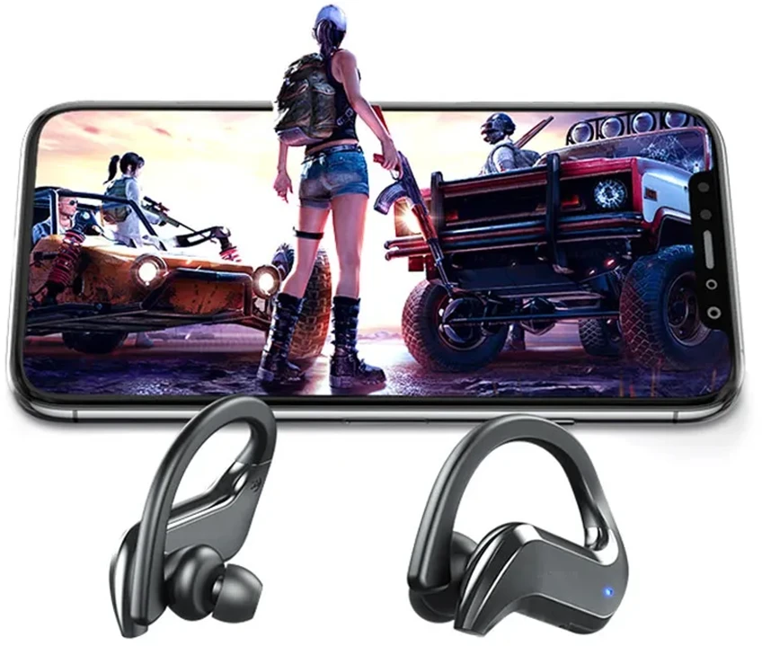 Bluetooth belaidės sportinės ausinės bėgimui, dėvimos ant ausų