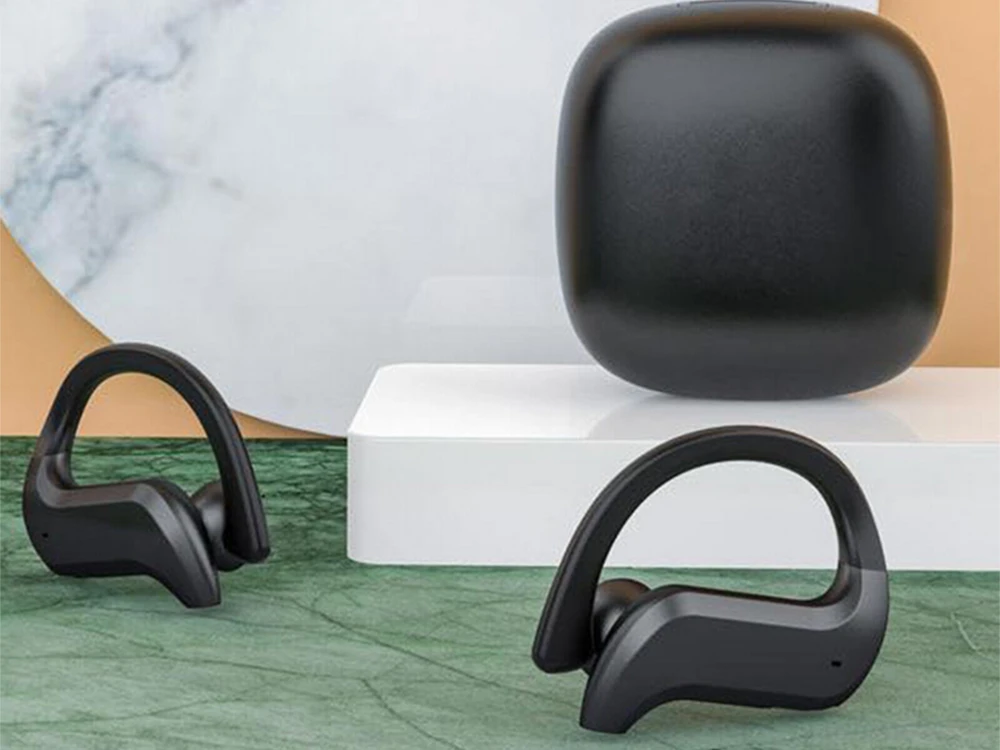 Bluetooth belaidės sportinės ausinės bėgimui, dėvimos ant ausų