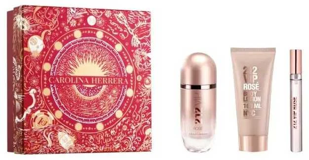 Carolina Herrera 212 VIP Rosé EDP rinkinys moterims (EDP 80 ml + Losjonas kūnui 100 ml + EDP 10 ml)