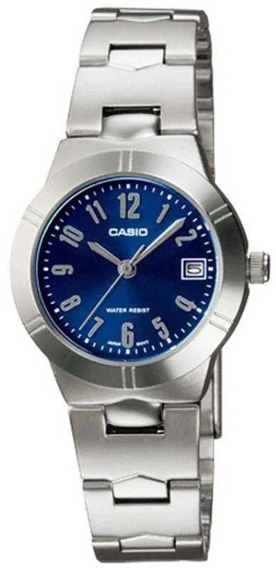 Moteriškas laikrodis Casio LTP-1241D-3A, su dėžute, Mėlynas ciferblatas