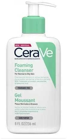 Putojantis veido ir kūno prausiklis normaliai ir riebiai odai Cerave Foaming Cleansing Gel, 236 ml