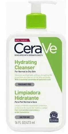Drėkinamasis veido ir kūno prausiklis normaliai ir sausai odai Cerave Hydrating Cleanser, 473 ml