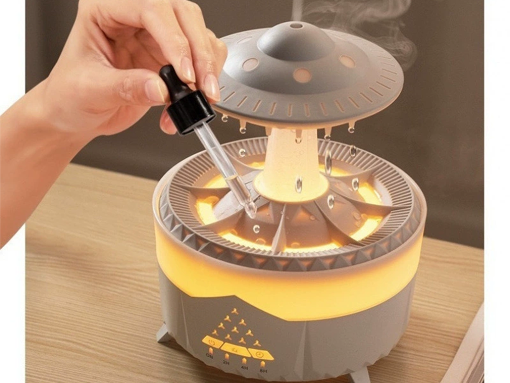 Oro drėkintuvas su aromaterapija ir LED apšvietimu, 350 ml, baltas