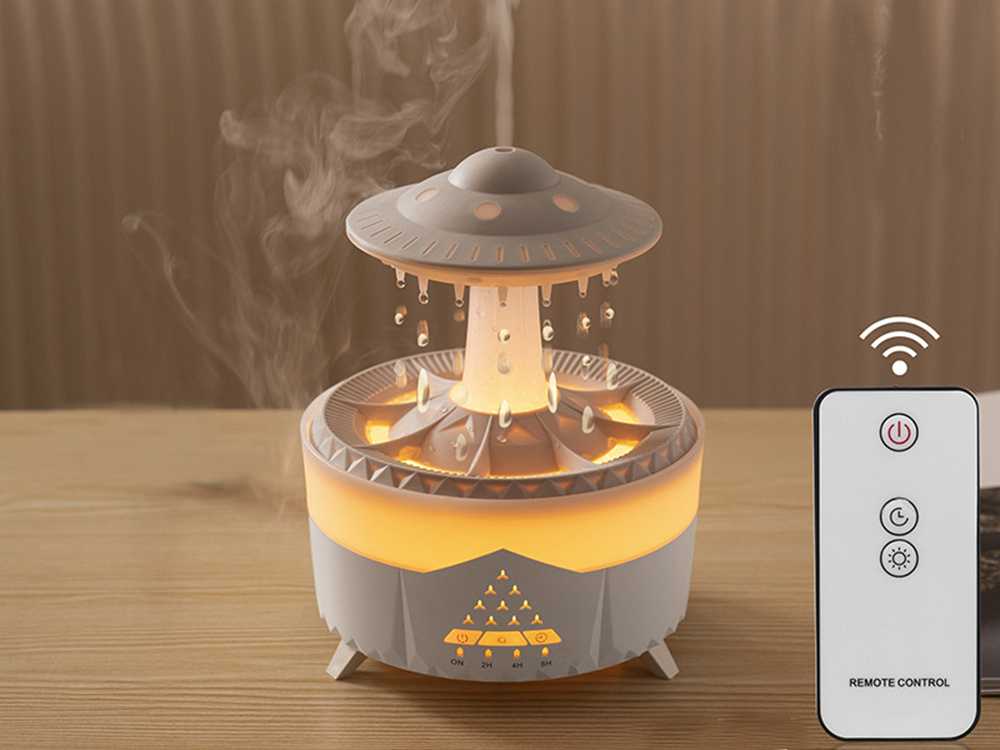 Oro drėkintuvas su aromaterapija ir LED apšvietimu, 350 ml, baltas