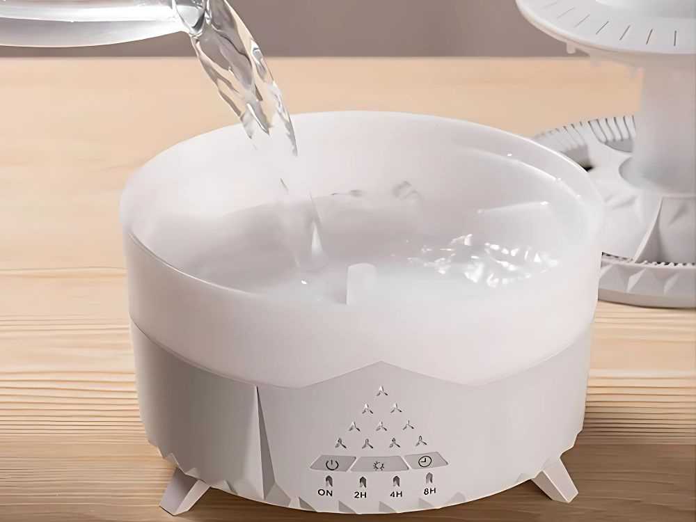 Oro drėkintuvas su aromaterapija ir LED apšvietimu, 350 ml, baltas