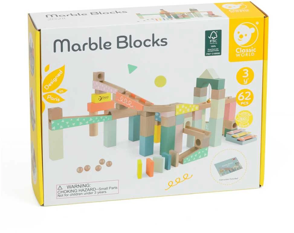 CLASSIC WORLD Mediniai Blokai Marmuro Takas 3+