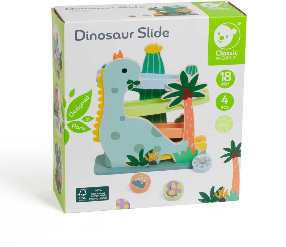 Medinė spalvinga dinozaurų čiuožykla CLASSIC WORLD