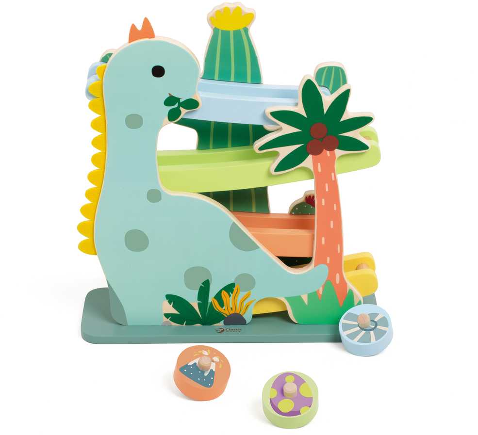 Medinė spalvinga dinozaurų čiuožykla CLASSIC WORLD