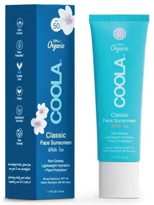 "Coola Classic Face" ekologiškas apsauginis losjonas nuo saulės su baltąja arbata Spf50 50ml