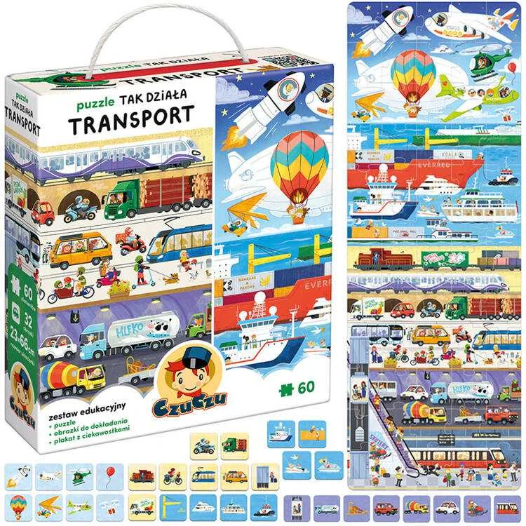 CzuCzu Dėlionė Transporto Priemonių Veikimo Principai 60 dalių + edukacinis plakatas