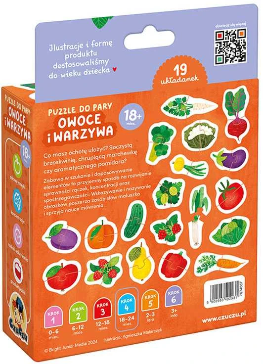 Dėlionė CzuCzu Puzzle for pairs Fruits ir daržovės step 4 19 puzzles 18m+ ZA5546