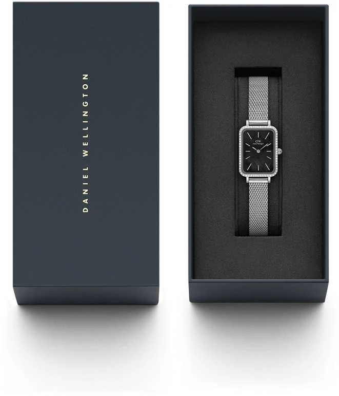 Moteriškas laikrodis DANIEL WELLINGTON Quadro Sidabrinis Mesh DW00100667 + BOX (zw519k)