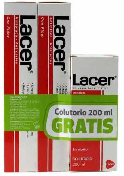 Lacer DUPLO Antiplaque-Anticaries Dantų pasta 125ml + burnos skalavimo skystis 200ml