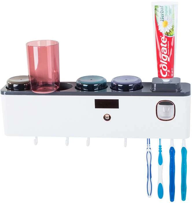 Dantų šepetėlių dėklas su UV sterilizavimo funkcija ir pasta dozatoriumi