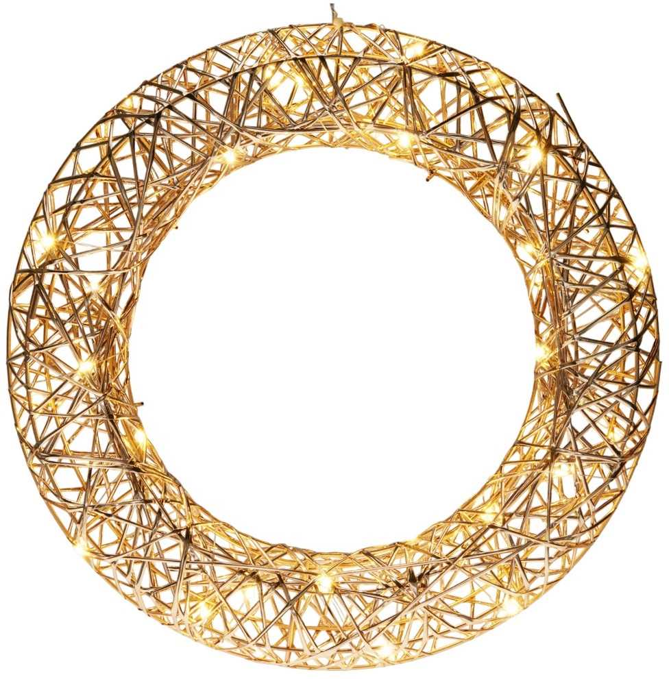 Dekoratyvinis Kalėdų vainikas 40 cm - Auksinis LED apšvietimas