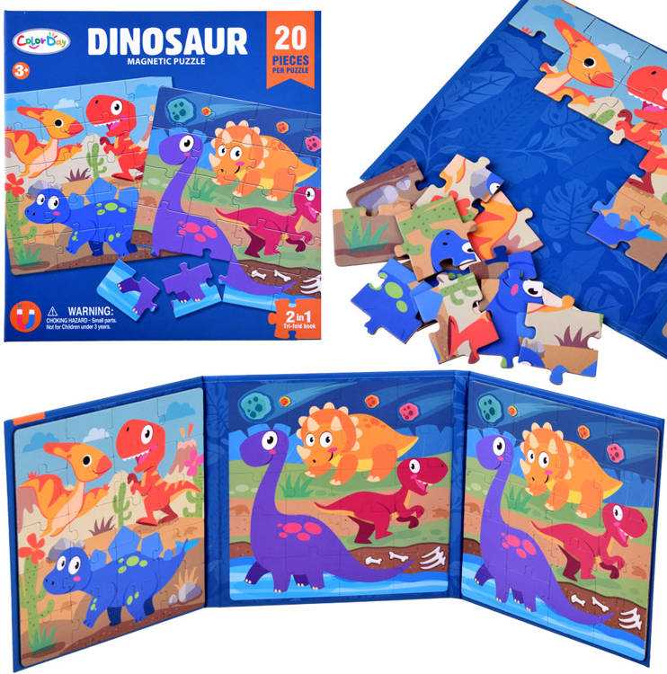 Dėlionė Jokomisiada Magnetinės galvosūkių knyga Dinozaurai 40 elementų