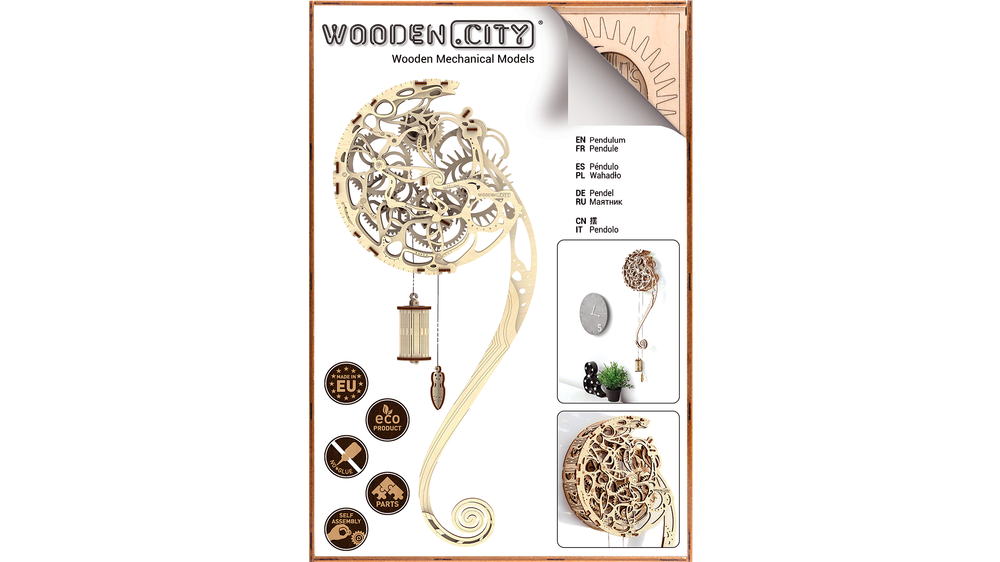Dėlionė Wooden city Wooden.City 3D medinio laikrodžio galvosūkis – švytuoklė