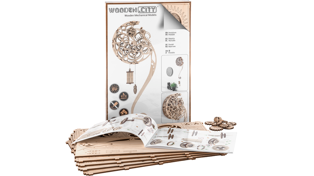 Dėlionė Wooden city Wooden.City 3D medinio laikrodžio galvosūkis – švytuoklė