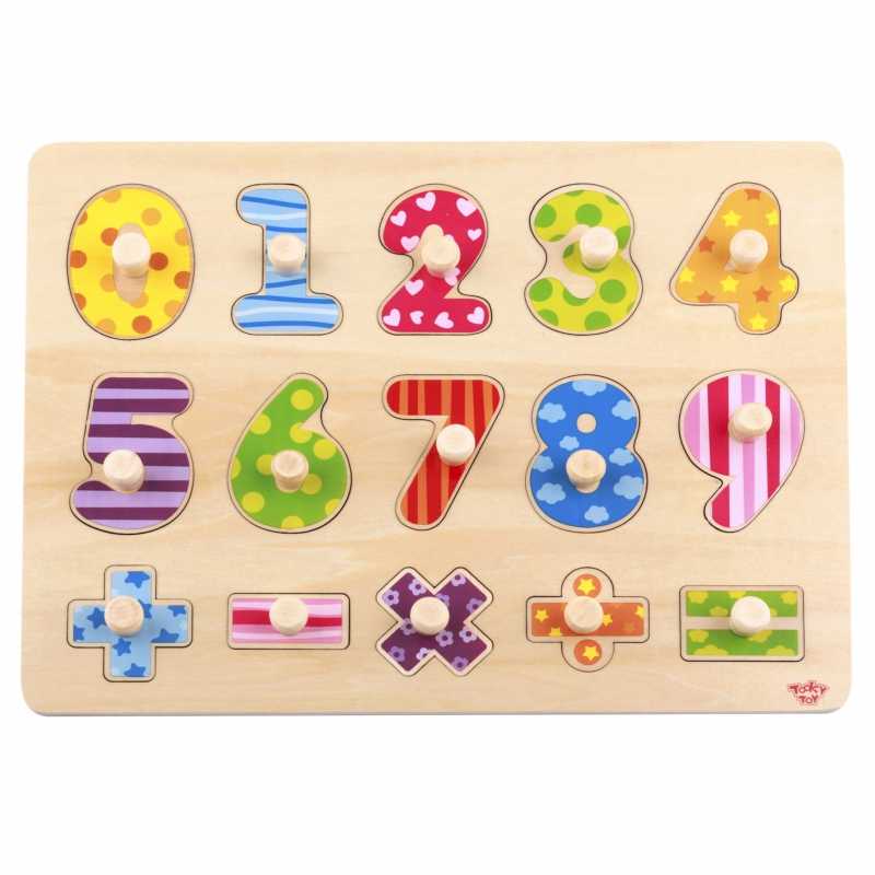 Dėlionė Tooky Toys Paėmęs žaislinis medinis galvosūkis, mokantis suskaičiuoti galvosūkį su kaiščių numeriais