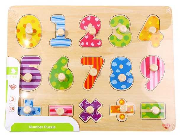 Dėlionė Tooky Toys Paėmęs žaislinis medinis galvosūkis, mokantis suskaičiuoti galvosūkį su kaiščių numeriais