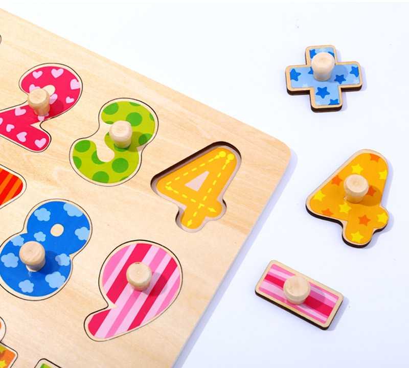 Dėlionė Tooky Toys Paėmęs žaislinis medinis galvosūkis, mokantis suskaičiuoti galvosūkį su kaiščių numeriais