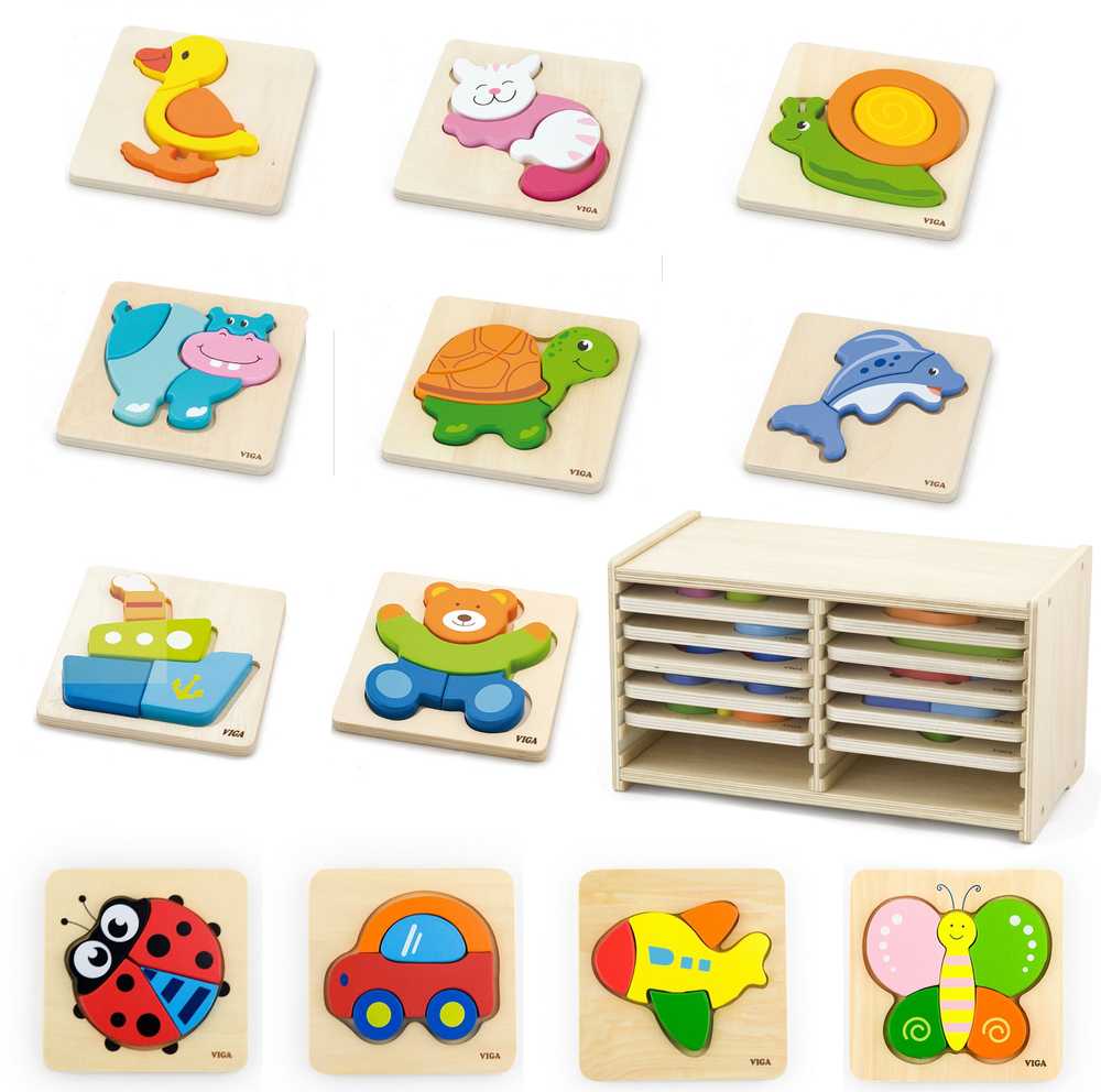 Dėlionė Viga Toys „Viga“ žaislų medinis galvosūkis 12 lentų
