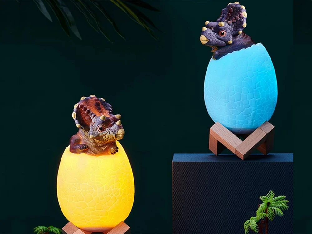 Naktinė lempa Triceratops kiaušinis RGB LED