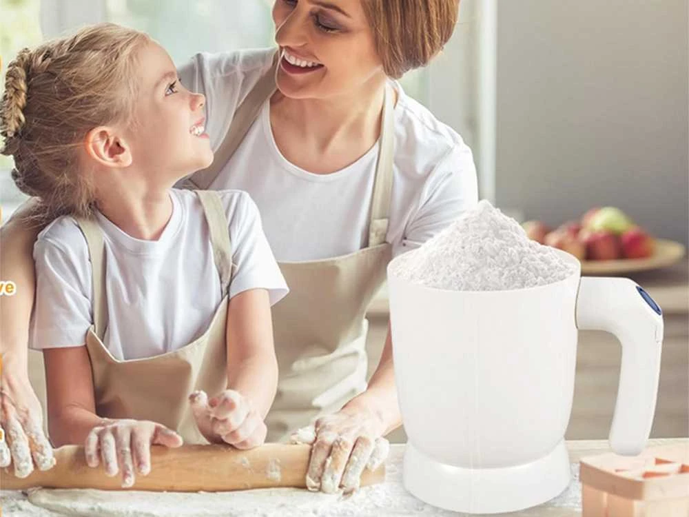 Elektrinis miltų sietelis su patogia rankena