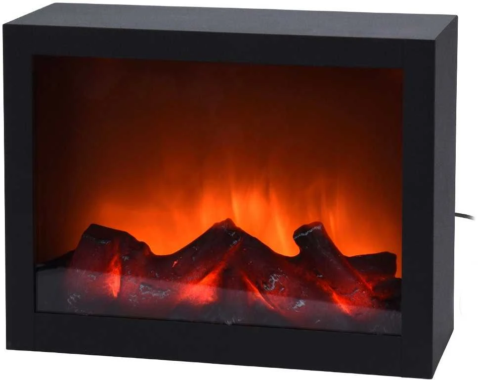 Elektrinis židinys LED apšvietimu juodas 29x23 cm