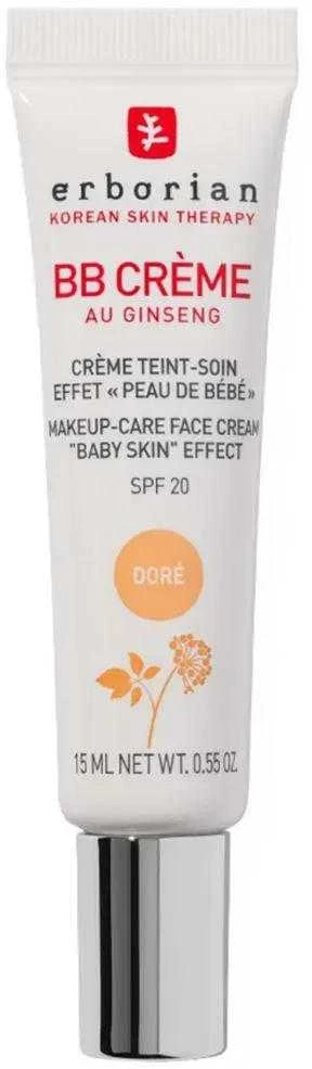 Erborian BB veido kremas su ženšenio ekstraktu ir SPF 20, spalva: Doré, 15 ml