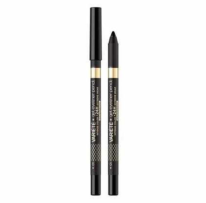 Eveline Cosmetics Eveline Variete Gel Akių apvadas Pieštukas Atsparus vandeniui vandeniui atsparus akių pieštukas, atspalvis: 01 Juodas