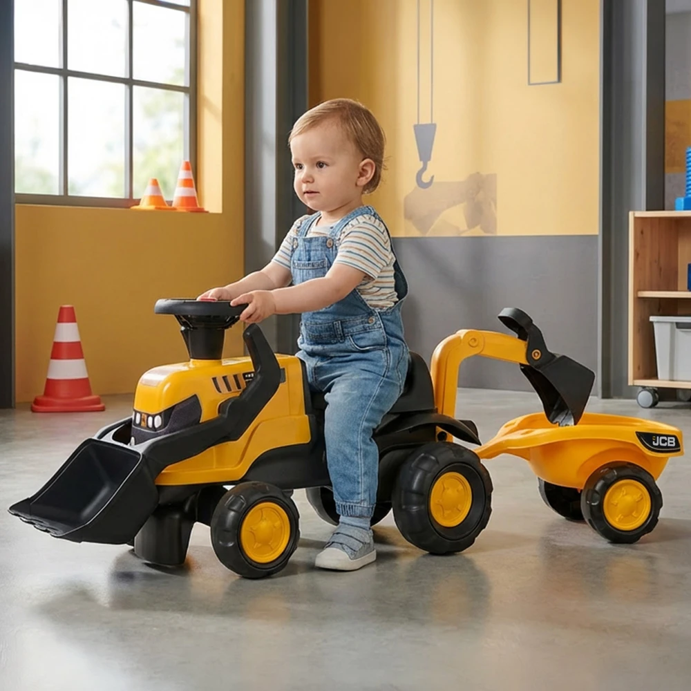 FALK JCB Traktorius Su Priekaba, Šake, Ir Kastuvu, Tylios Padangos, 1-3 Metai