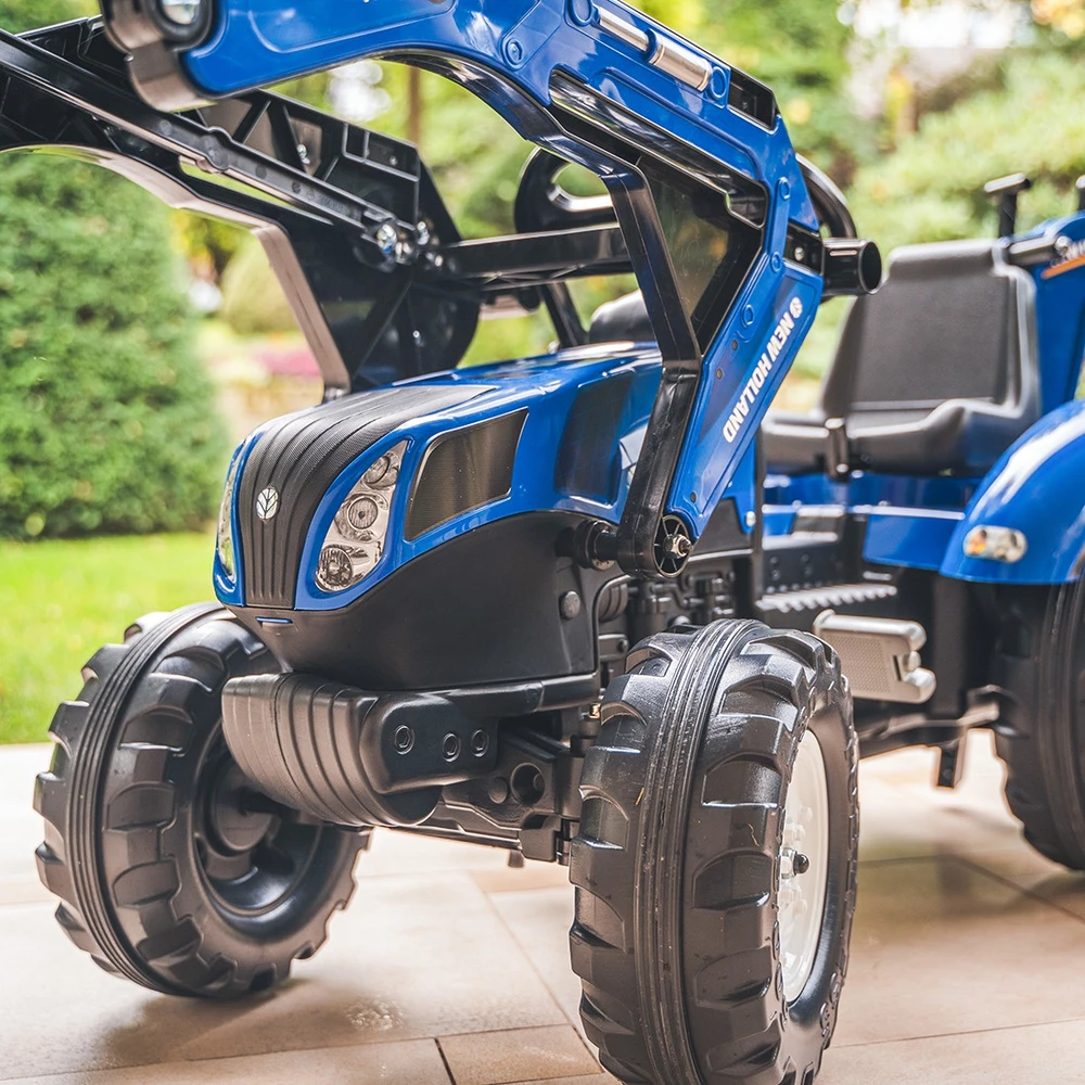 Pedalinis traktorius FALK New Holland su priekaba mėlynas