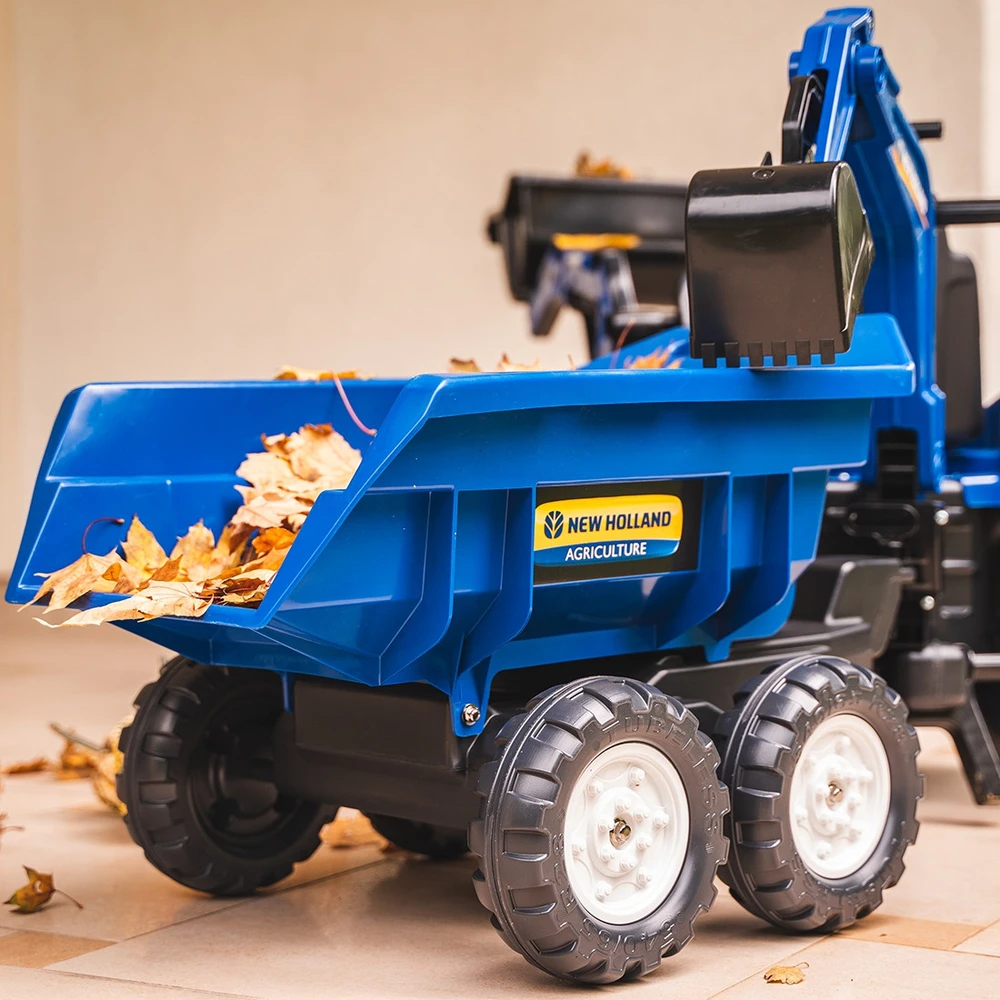 Pedalinis traktorius FALK New Holland su priekaba mėlynas
