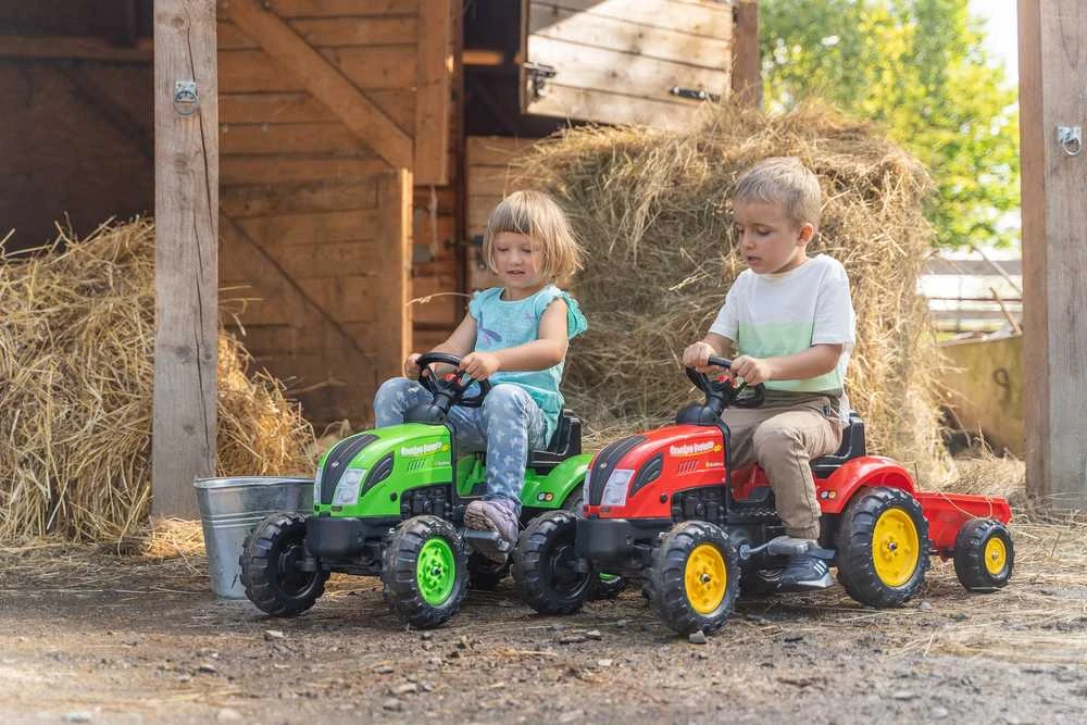 FALK Pedalinio traktoriaus modelis Su priekaba Žalias 2-5 metų vaikams