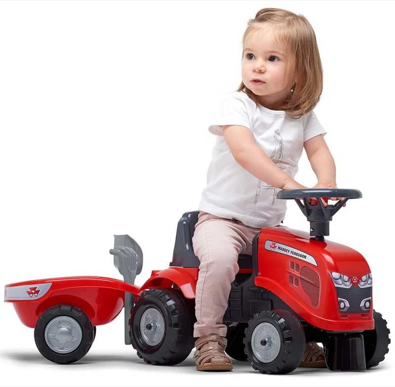 Nsh Nordic FALK Traktorius Vaikams Massey Ferguson Raudonas su Priekaba