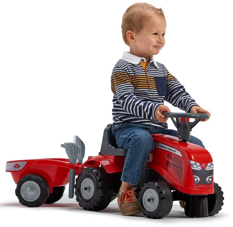 Nsh Nordic FALK Traktorius Vaikams Massey Ferguson Raudonas su Priekaba