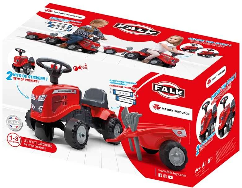 Nsh Nordic FALK Traktorius Vaikams Massey Ferguson Raudonas su Priekaba