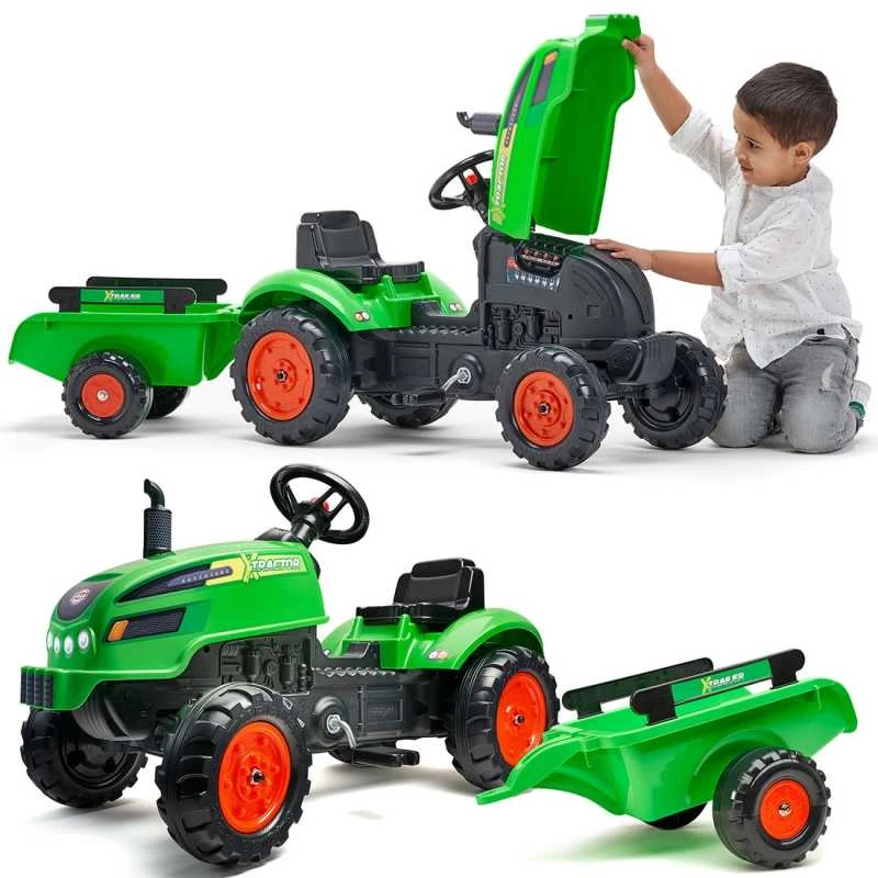 Traktorius su priekaba FALK X Tractor žalias