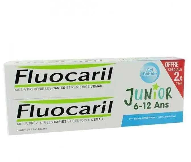 Fluocaril® Junior 6-12 metų vaikams Bubble gum skonio dantų pasta 2x 75ml