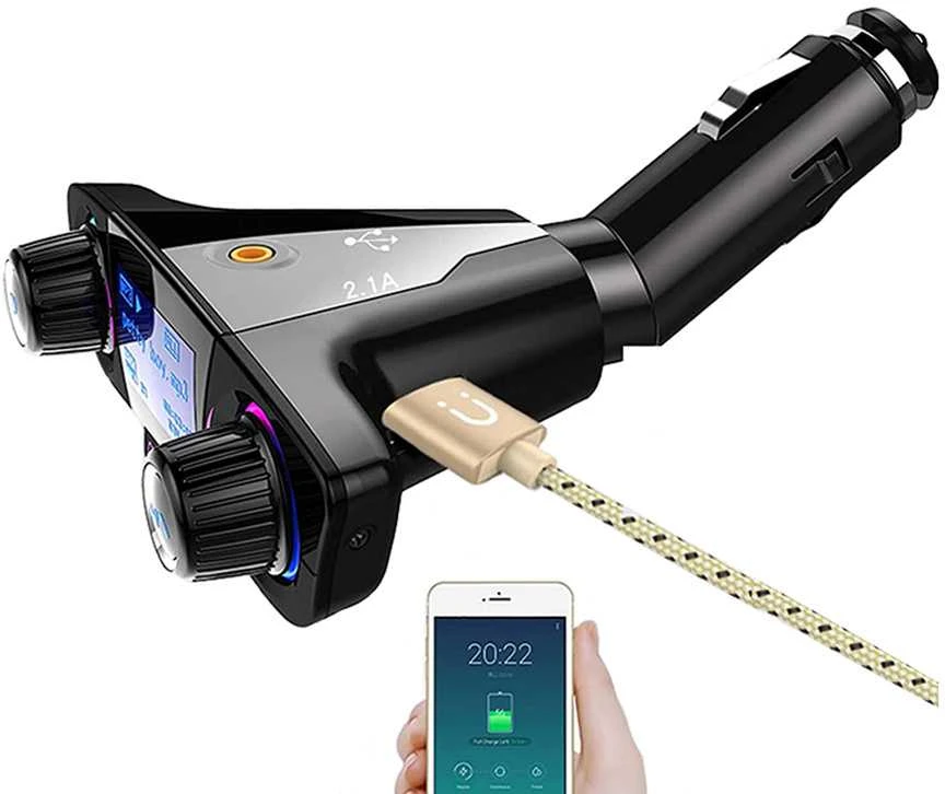 FM siųstuvas su Bluetooth USB 5.0, 8 funkcijos
