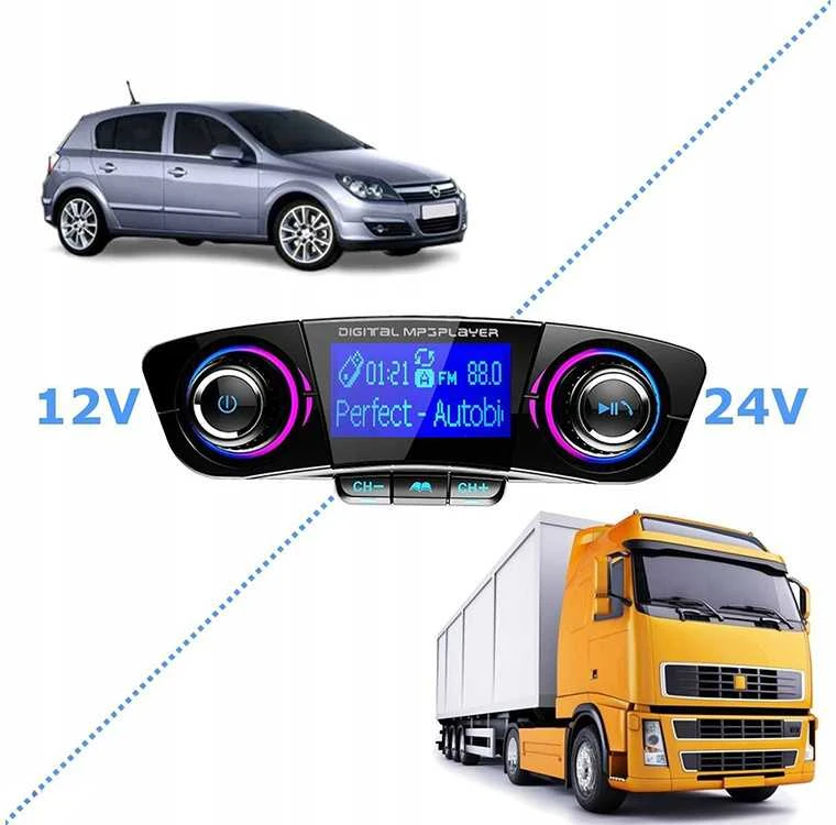 FM siųstuvas su Bluetooth USB 5.0, 8 funkcijos
