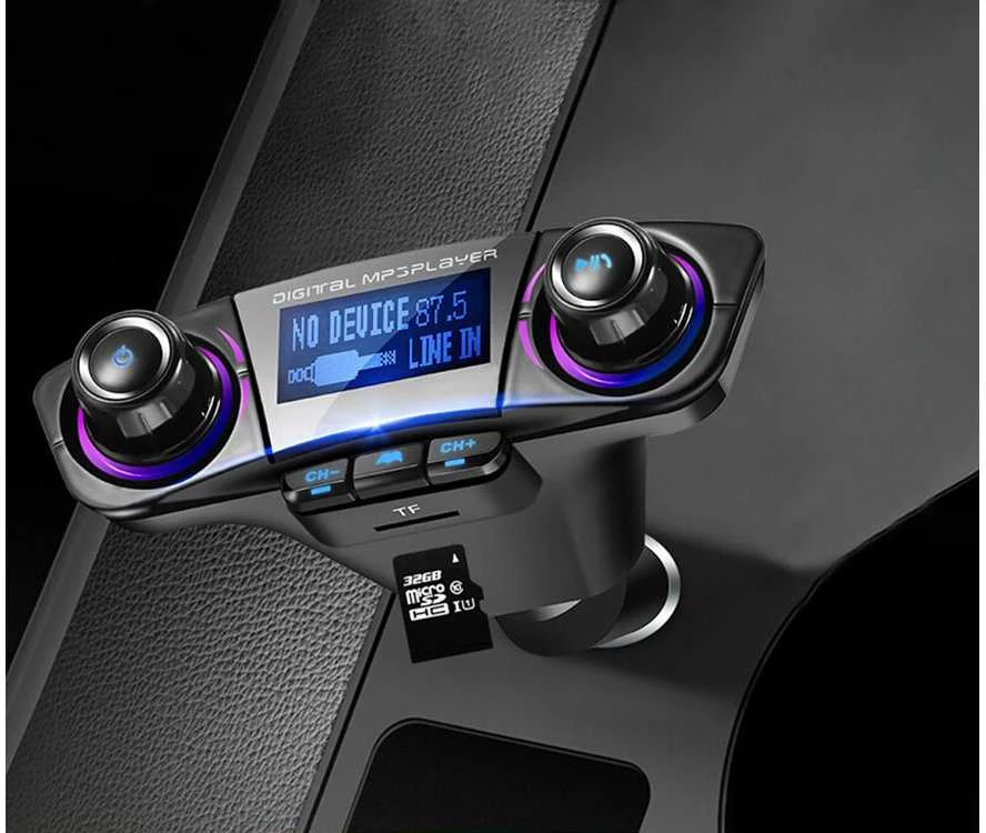 FM siųstuvas su Bluetooth USB 5.0, 8 funkcijos