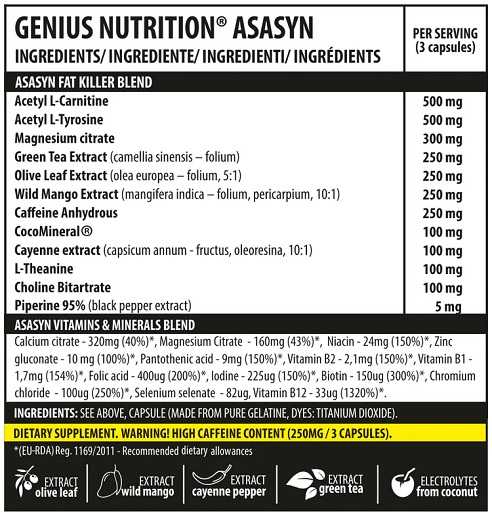 Genius Nutrition Maisto papildas Asasyn 180 kapsulių