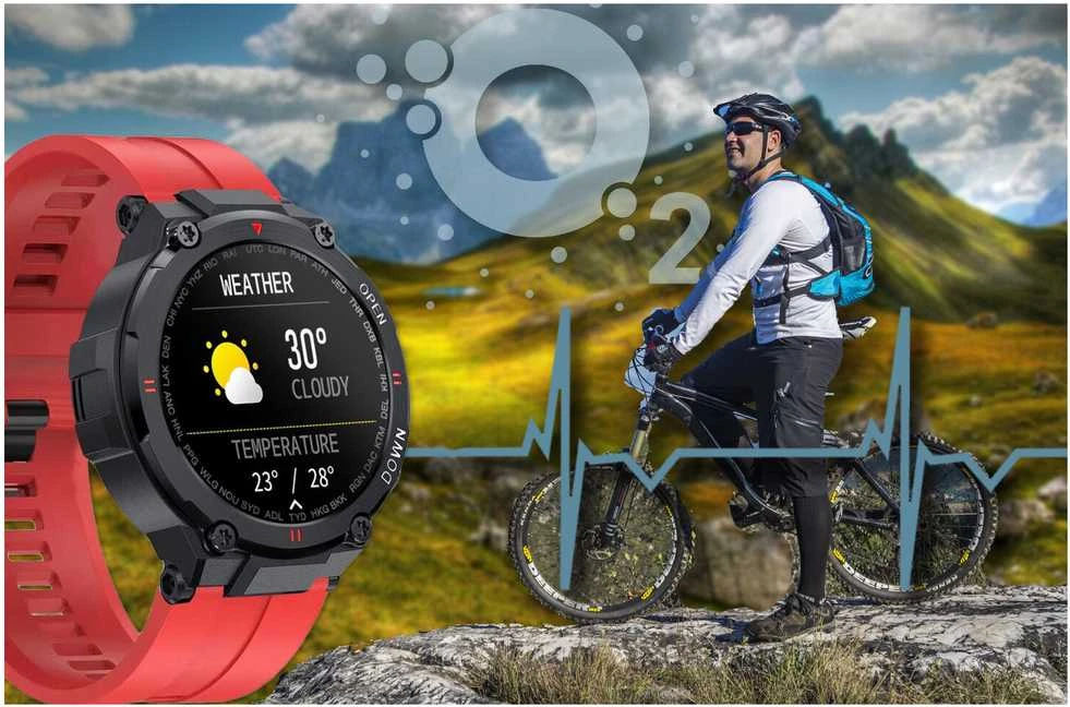 Išmanusis laikrodis Gravity GT7-5, Juodos spalvos korpusas su raudonos spalvos dirželiu