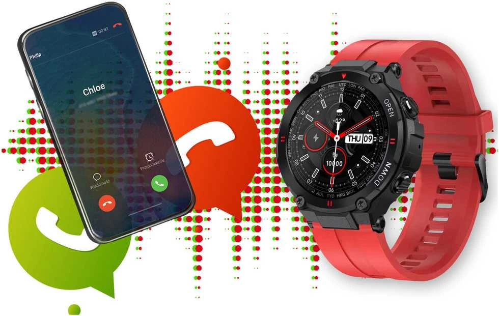 Išmanusis laikrodis Gravity GT7-5, Juodos spalvos korpusas su raudonos spalvos dirželiu
