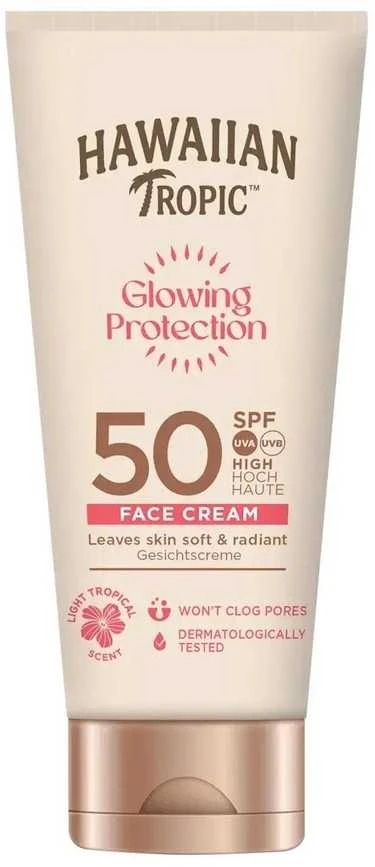 „Hawaiian Tropic“ švytintis apsauginis veido kremas su SPF50, 50 ml