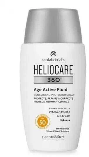 Senėjimą lėtinančio poveikio fluidas nuo saulės Heliocare 360° Age Active Fluid SPF50, 50 ml